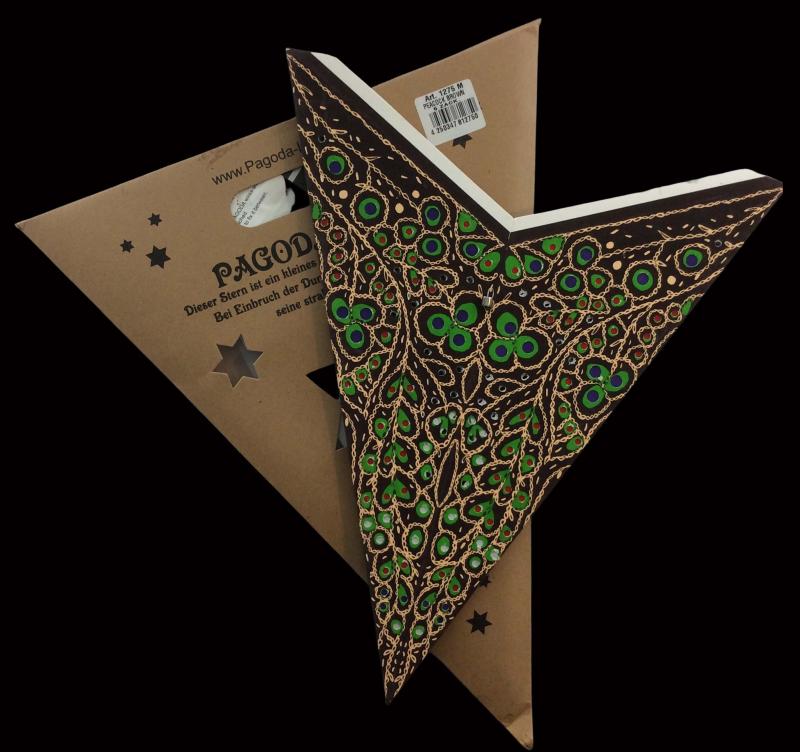 Peacock braun - Faltbarer Leuchtstern, Weihnachtsstern aus Papier mit 5 Zacken, 60 cm